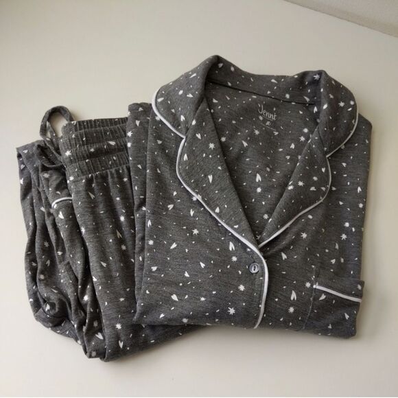 Jenni Intimates Pajama Set Gray White Print Women's Medium - Picture 1 of 11